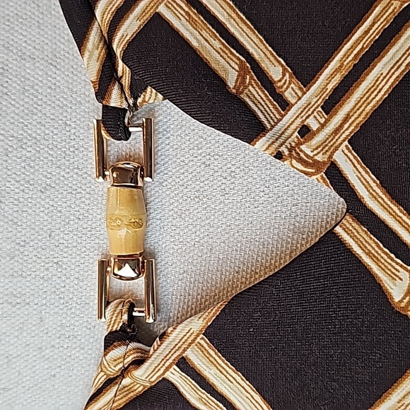 NWT CHARTER CLUB 3/4 SLEEVE BAMBOO PRINT KEYHOLE BEADED PULLOVER TOP - Picture 3 of 13